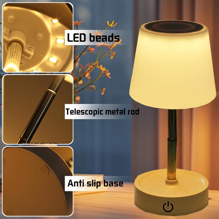 Акумуляторний LED світильник настільний 2 шт., телескопічний, з димером, нічник для спальні, вітальні, приліжкова лампа