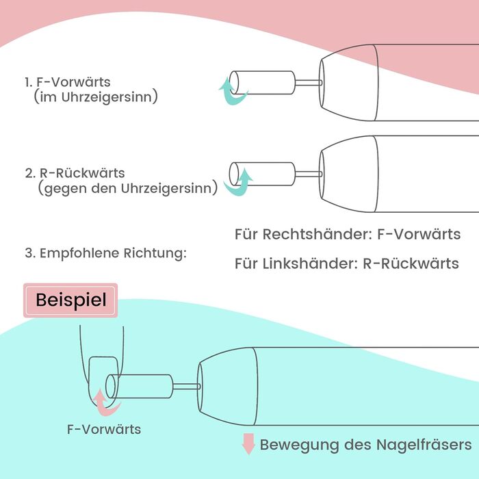Електричний набір для манікюру та педикюру Delanie Nagelfräser 35000 U/Min 6 в 1 (рожеве золото, акумуляторний)