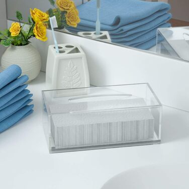 HIIMIEI Cosmetic Tissue Box, 25.0x13.0x9.0 cm Acrylic Tissue Box | Tissue Box with Magnetic Cover for Dining Room Bathroom Bedroom Car Office - Acrylic Transparent