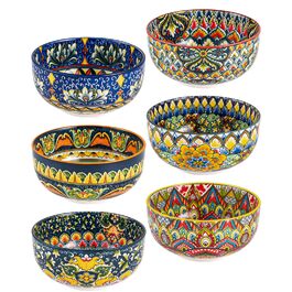 Набір супових тарілок Henten Home, 4 шт. - порцелянові десертні/сніданочні тарілки, 300 мл, для морозива/рису/десерту, кольорові сервіровочні миски, 4 шт. - Богемний стиль