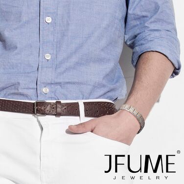Чоловічий браслет на магнітній застібці JFUME, 18k позолота, PVD покриття чорного та синього кольорів, інструмент для регулювання, регульована довжина 21.6 см (8.5 дюймів), срібно-золотий