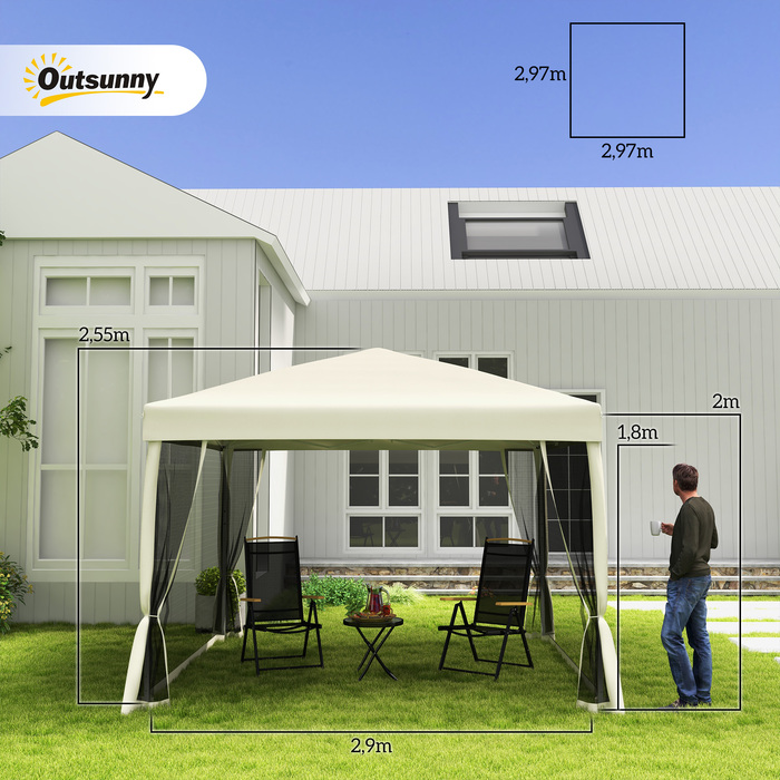 Павільйон Outsunny Faltpavillon, 3x3 м з боковими стінками та сумкою для перенесення, сталь та оксфорд, бежевий, ідеально підходить для садових вечірок та заходів.