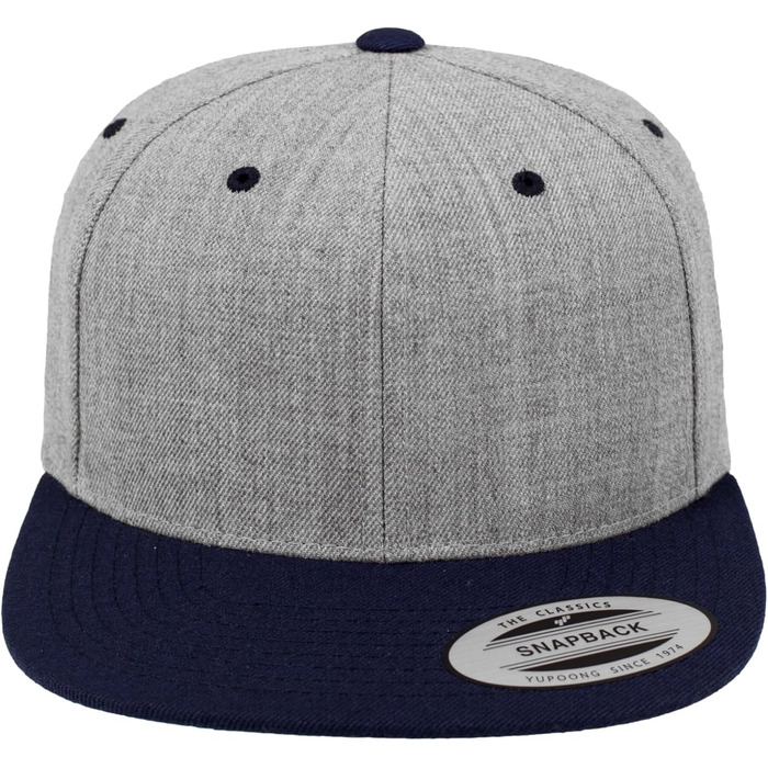 Кепка Flexfit Unisex Classic Snapback двоколірна, універсальний розмір (Heather/Navy)