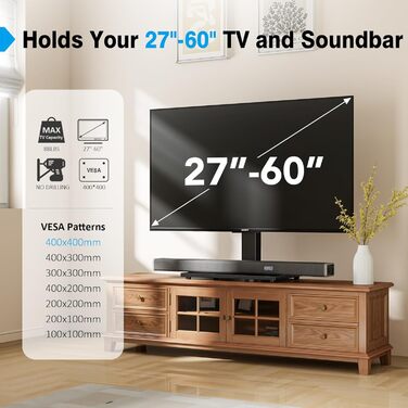 Підставка для телевізора настільна Universal 27-55 дюймів LCD LED з регулюванням висоти та скляною основою VESA 400x400 HT08B-001
