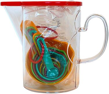 10-Piece Measuring Cup Set, 0.5 Teaspoons to 1.5 Liters for Baking, Cooking, Multicolored
