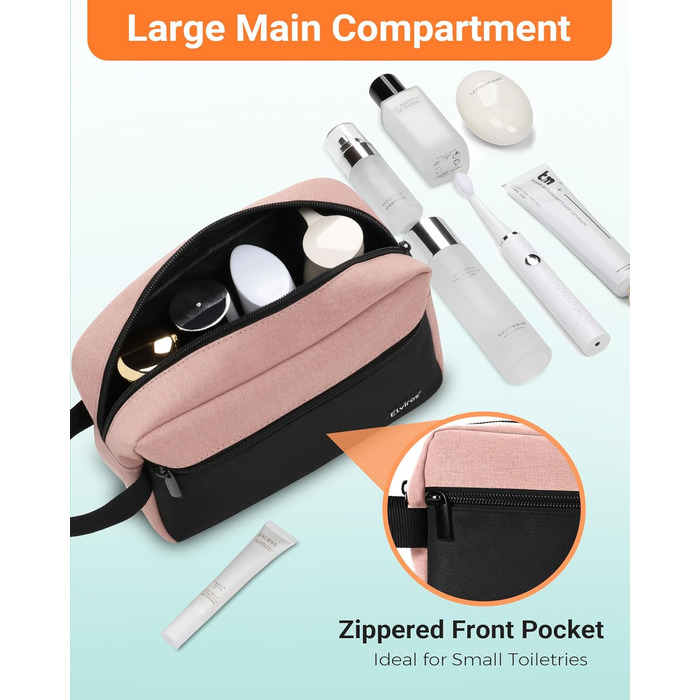 Чоловіча дорожня туалетна сумка, водонепроникна, з кишенею для бритви та ручкою, органайзер для косметики, для спортзалу, душу, ванної кімнати, подарунок для чоловіків, чорно-сіра (чорний & рожевий)