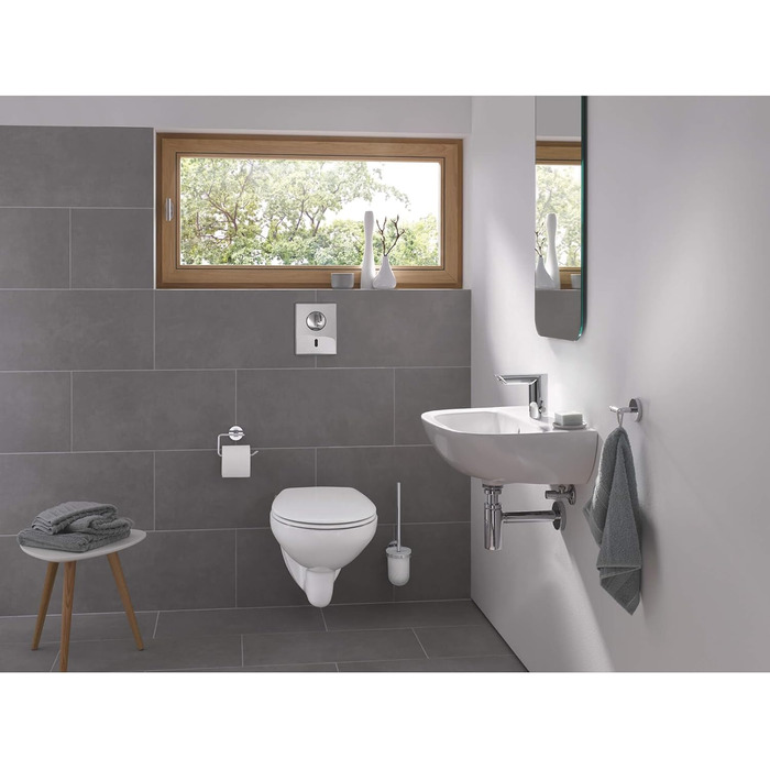 GROHE Essentials Toilet Paper Holder - Adhesive, No Cover, Chrome Finish