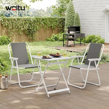 Складний алюмінієвий стіл WOLTU для кемпінгу, саду, балкону - 50.5x59.5x47 см (срібний)