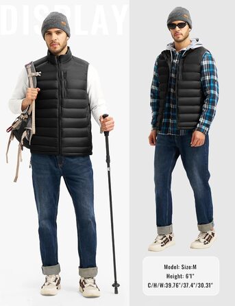 Чоловіча жилетка Rdruko з пуховим наповнювачем, тепла зимова жилетка для активного відпочинку та повсякденного носіння, 5 кишень, чорний колір