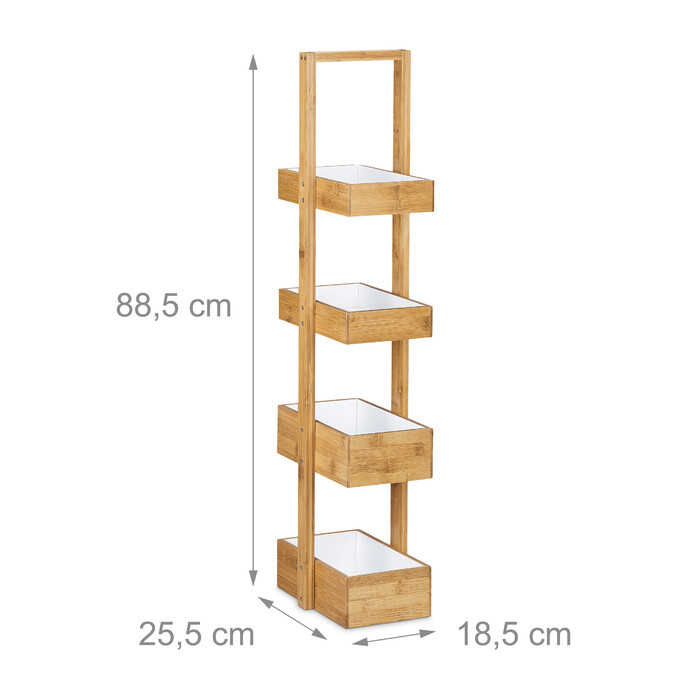 Relaxdays Bamboo Bathroom Shelf with 4 Shelves