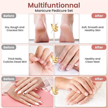 Електричний фрезер для манікюру та педикюру з 6 насадками, 10 швидкостей, LED-підсвічуванням, акумуляторний, для догляду за нігтями