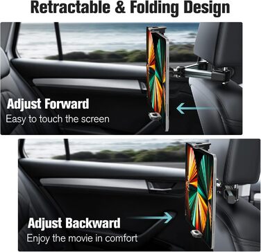 Тримач для планшету в авто MoKo, регульований, універсальний, для iPad, Galaxy Tab, iPhone, сірий