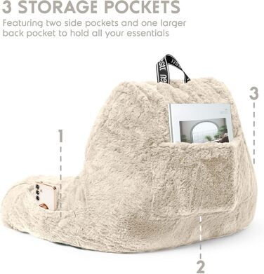 Лежанка-підголівник Nestlé Pelz: стильне крісло-лежак для читання в ліжку, штучне хутро, з підлокітниками, для дорослих та дітей