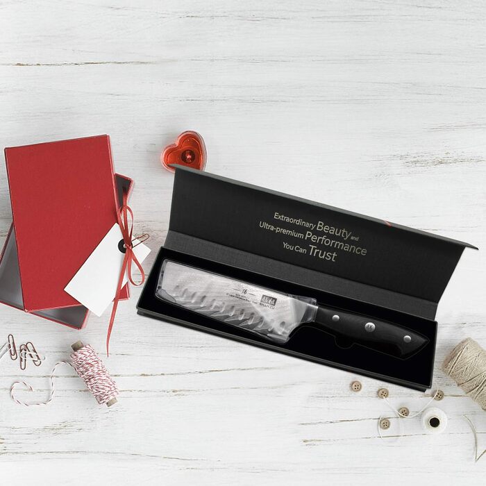 Японський ніж SHAN ZU Nakiri з дамаської сталі AUS10, 16.5 см - професійний ніж для кухні, кухарський ніж, дамаський ніж з G10 ручкою, подарункова коробка