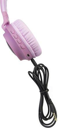 Дитячі навушники PowerLocus Bluetooth Over-Ear з LED-підсвічуванням, 85dB, HD Stereo, мікрофон для телефону, планшета, ПК, TV (N-Рожевий)