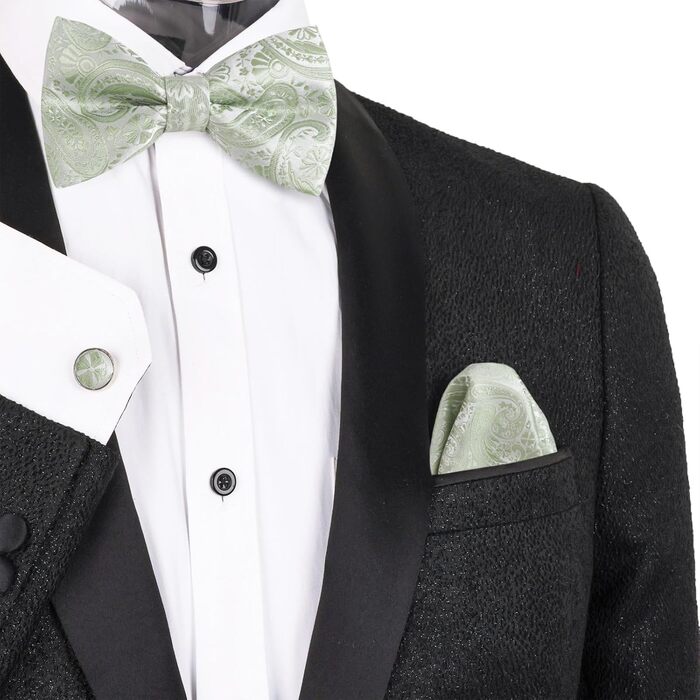 Чоловічий краватка-метелик Alizeal з кишеньковим хустинкою та краватками-манжетами, колір: кояльний блакитний, універсальний розмір