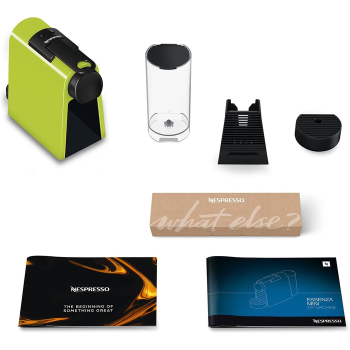 Кавова капсульна машина Nespresso De'Longhi Essenza Mini EN 85.L, 19 бар, компактна, набір капсул, лайм, без спінювача молока