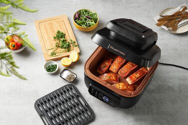 Аерофритюрниця Russell Hobbs SatisFry XL 5,5 л, мультифункціональна, Rapid Air, електрична, гриль, мультикухар, антипригарна, підходить для посудомийної машини, верхнє та нижнє нагрівання, повільне приготування, випічка, модель 26520-56