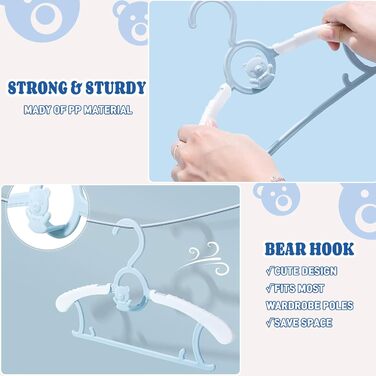Дитячі вішалки для одягу HGYZE, що ростуть разом з дитиною, 20 шт. (різнокольорові). Зі зручним гачком та підвішуванням для штанів. Економія місця в шафі.