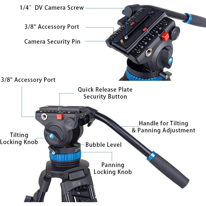 Штатив відео SIRUI SH15: компактний штатив для відеозйомки з 360° поворотним вузлом, висота 155 см, вантажопідйомність 10 кг, для DSLR, Camcorder, відеокамер