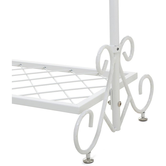 Clothes Rack Clothes Rail Coat Rack with Shoe Shelf, Width 136cm, Vintage Style Metal, Height Adjustable from 126 to 200 cm (White)