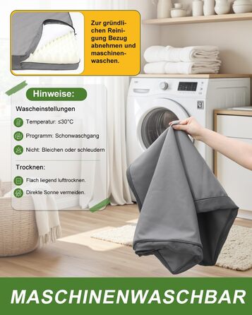 Ортопедичний лежак для собак великих порід 119x73 см, знімний чохол з екошкіри, м'який лежак-матрац для собак, сірий (L119xB73xH9 см)