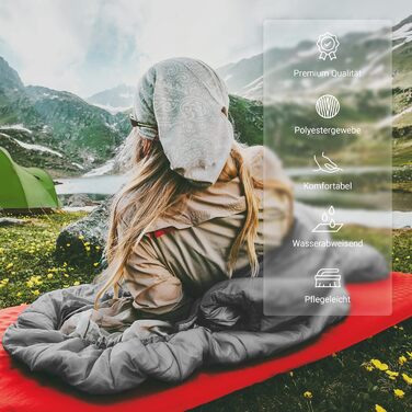 Спальний мішок MSports Premium Outdoor з ременем для перенесення – вибір для весни/літа (200GSM) або осені/зими (300GSM) для кемпінгу, подорожей, фестивалів – теплий мумієподібний спальний мішок оливкового кольору (сріблясто-сірий, 200 GSM – весна/літо)