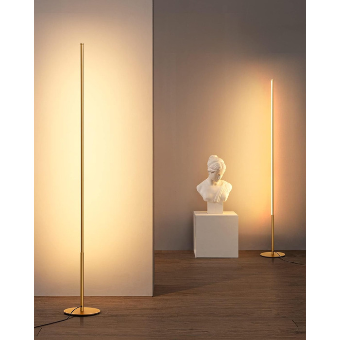 LED торшер Edishine для вітальні, спальні та офісу, 146 см, тепле світло 3000K, диммування, з вимикачем на ніжці, 2 шт. в упаковці, золотий