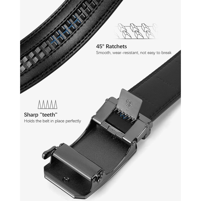 Чоловічий шкіряний ремінь BOSTANTEN з автоматичною застібкою-разом, 35 мм, регульована довжина 115 см (32'-38'), чорний