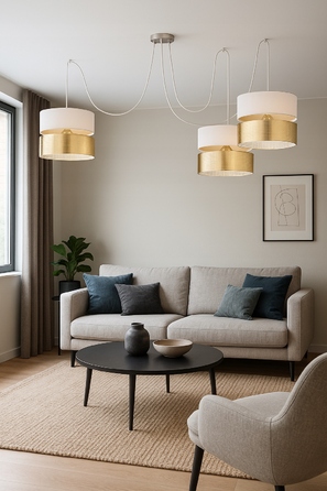 Настільна нічна лампа з ажурним золотистим абажуром, патрон E27, LED