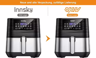 Innsky Hot Air Fryer 5.5L XXL, 1700W Hot Air Fryer with Digital LED Touchscreen and 7 Programs, Preheat & Keep Warm & Defrost, Airfryer Fryer Without Oil with Recipe Book in German Silver
