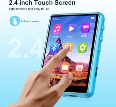 MP3 плеєр SWOFY з Bluetooth 5.3, 64GB HiFi музичний плеєр з динаміком, FM-радіо та диктофоном, 2.4