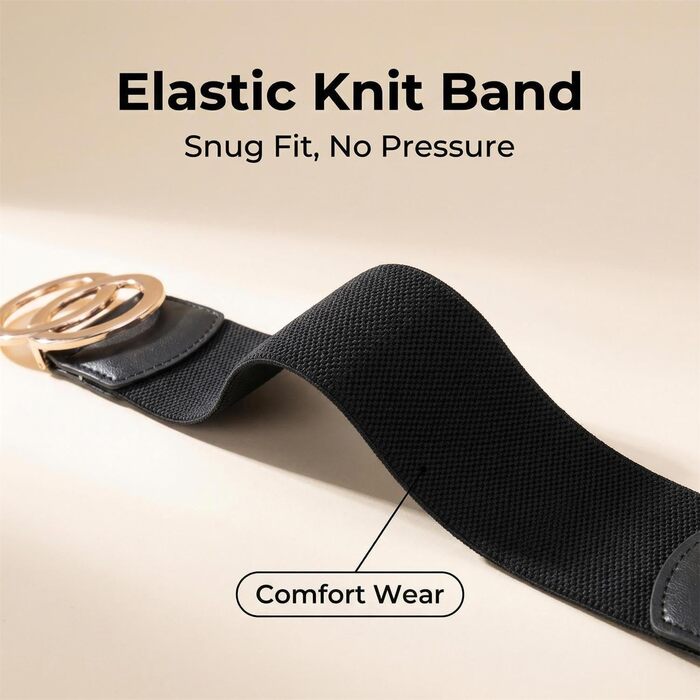 Жіночий еластичний пояс шкіряний 5 см, регульований 70-160 см, чорний, для суконь