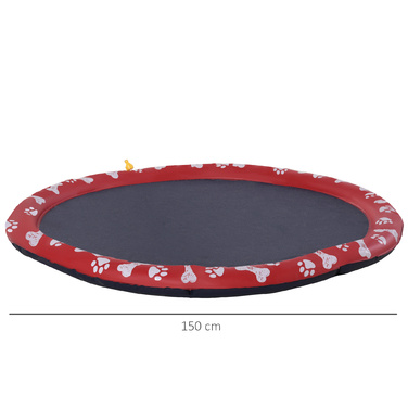 PawHut Dog Pool for Dogs, Water Mat Ø150 cm Dog Splash Pool Sprinkler Water Play Mat, Non-Slip, for Garden, Camping, Red | Aosom