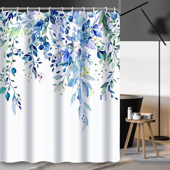 Шторка для душу текстильна з 12 гачками, водонепроникна, антигрибкова, зелена, 180x200 см