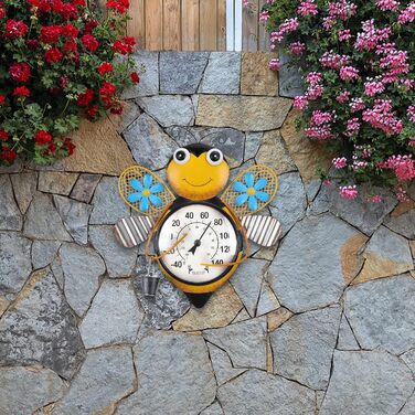 MUMTOP Thermometer for Indoor and Outdoor Use, Bee Design, Large, Wall Mountable, for Patio, Yard, Garden