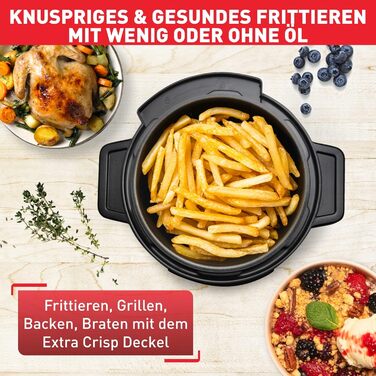 Tefal CY7788 Turbo Cuisine & Fry Multicooker | Pressure Cooker & Air Fryer | 14 Automatic Cooking Programs | Extra Crisp Lid | Versatile | 7.6 L Capacity | Includes Recipe Booklet & Cuisine & Fry Recipe App - 7.6L Multicooker