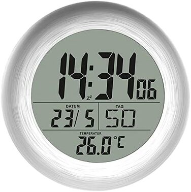 infactory Bathroom Radio Clock: Digital Bathroom Radio Wall Clock with Thermometer, Aluminum, Suction Cups, IP24 (Bathroom Radio Clock Digital, Clock, Gift Ideas)