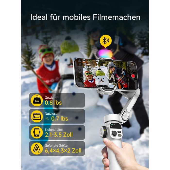 Стабілізатор для iPhone та Android від AOCHUAN: 3-осьовий гімбал з OLED-дисплеєм та подовжувачем 7,8 дюймів (Smart X2 Kit)