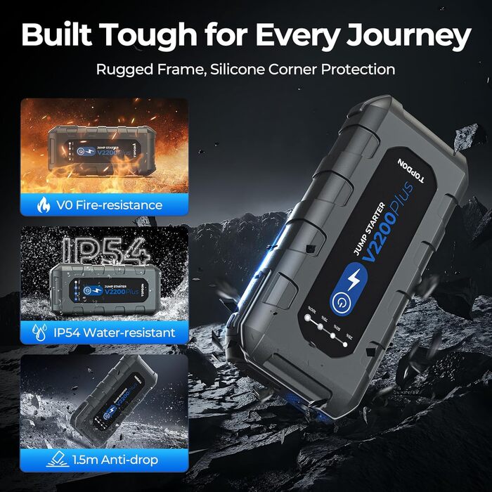 TOPDON V2200Air: Портативний пусковий пристрій та компресор для авто (2200A, 150PSI)