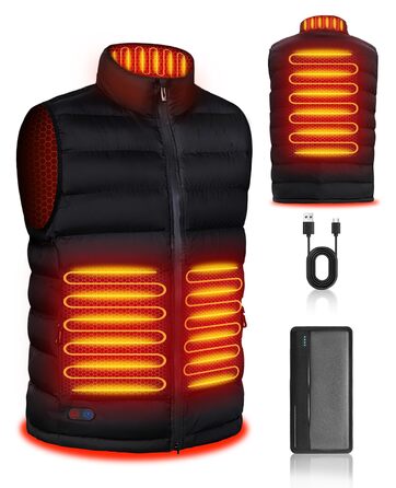Електрична гріюча жилетка для чоловіків з акумулятором USB, 10000mAh, 4 зони нагріву, 3 режими температури, для зимових прогулянок, машинне прання