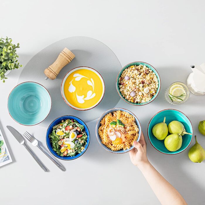 Vancasso Soup Bowls, Stoneware, BONITA 6-Piece Bowl Set, Salad Bowl, Pasta Bowls, Bowl Set