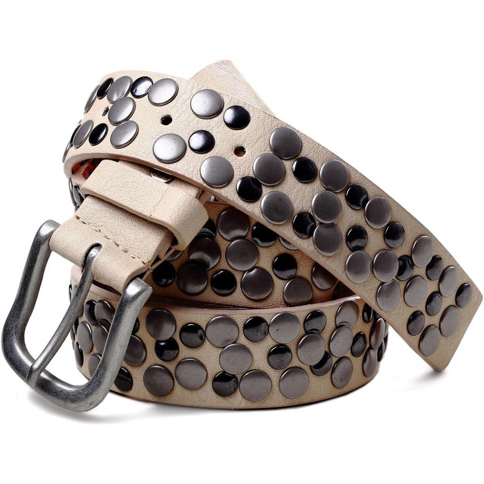 Жіночий вінтажний ремінь Caspar GU224 з пряжками, світло-рожевий металік