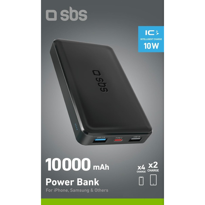 Power Bank SBS Slim 20000 mAh 100W з LCD-дисплеєм: зарядка для Apple, Samsung, MacBook, iPad, планшетів та ноутбуків
