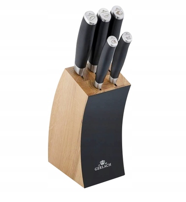 Набір ножів Gerlach Deco Black (5 предметів) у дерев'яному блоці з дощекою та точилом