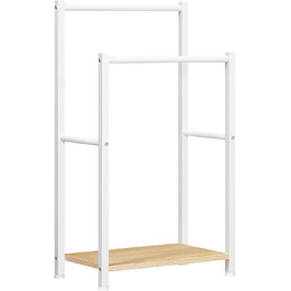 HOOBRO Тримач для рушників, стійка для рушників, мотузка для сушіння, 2 перекладини, для рушників, одягу, ковдр, газет, економія місця, стабільна, білий та натуральний колір