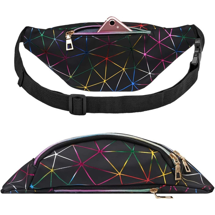 Спортивна поясна сумка Flintronic з підсвічуванням, чорна. Водостійка, з відділенням для карт, для подорожей, хайкінгу, велосипеду та активного відпочинку.