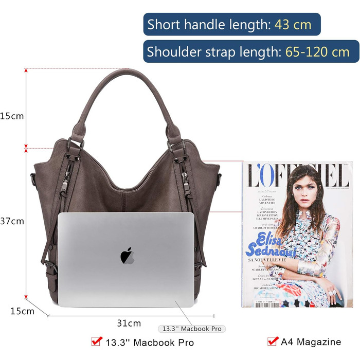 Комплект жіночих сумок Realer: шкіряна сумка-шопер, сумка на плече, гаманець Taupe L (бежевий)