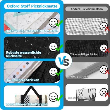 Плед для пікніка Hysagtek 200x200 см, водонепроникний, великий пляжний плед в стилі бохо для відпочинку на природі, кемпінгу, парку