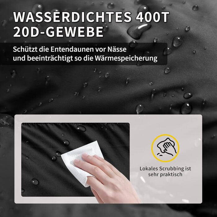 Спальний мішок зимовий Daunenschlafsack Winter: теплий та легкий, 680FP+, 0°C, для дорослих та дітей, підходить для походів, альпінізму та кемпінгу. Чорний колір